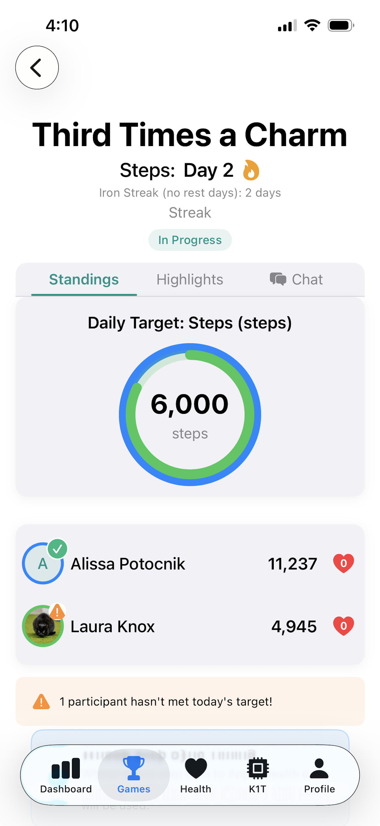 Streak competitions with friends